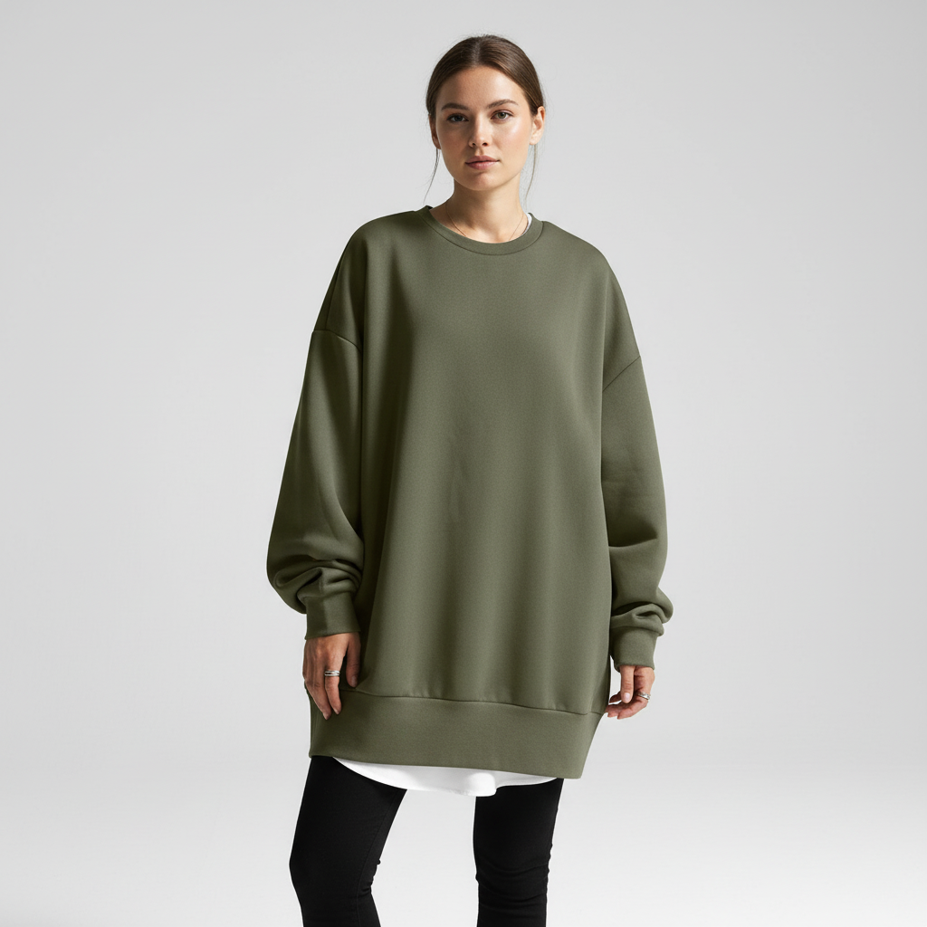 Sudadera oversize para mujer con cuello redondo – Hombros caídos y corte holgado