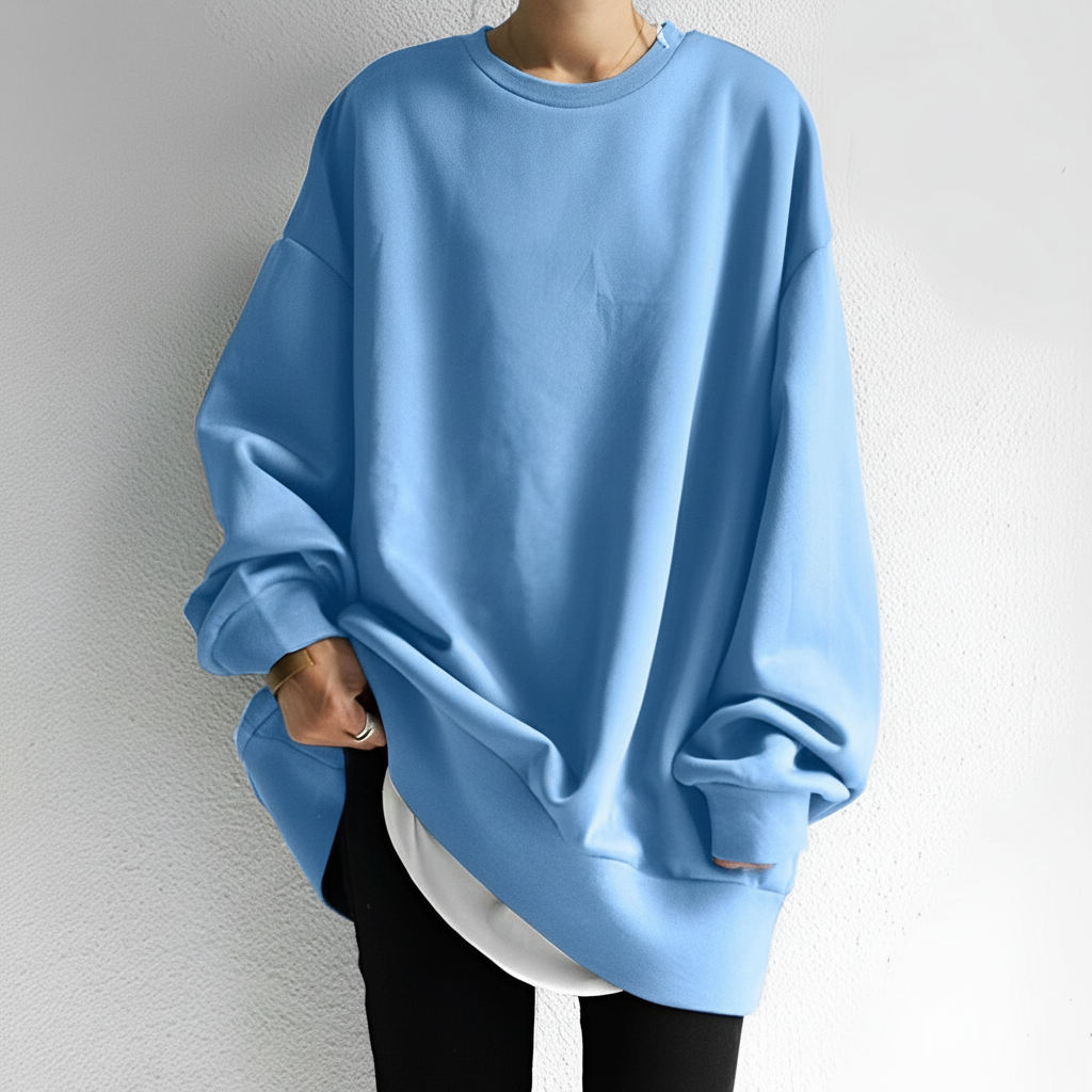 Sudadera oversize para mujer con cuello redondo – Hombros caídos y corte holgado