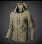 Chaqueta de exterior para hombre con capucha y cuello alto – Modelo corto con cremallera completa y múltiples bolsillos