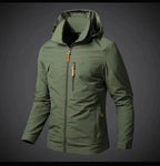 Chaqueta de exterior para hombre con capucha y cuello alto – Modelo corto con cremallera completa y múltiples bolsillos