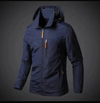 Chaqueta de exterior para hombre con capucha y cuello alto – Modelo corto con cremallera completa y múltiples bolsillos