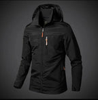 Chaqueta de exterior para hombre con capucha y cuello alto – Modelo corto con cremallera completa y múltiples bolsillos