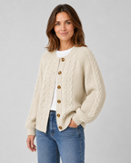 Cardigan Donna in Maglia a Trecce con Bottoni