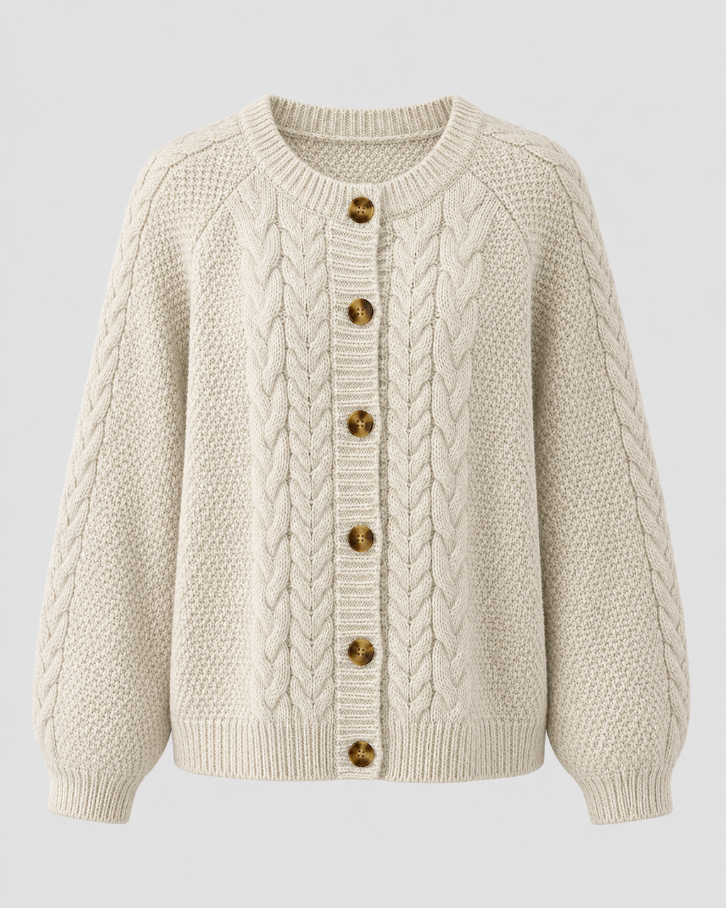 Cardigan Donna in Maglia a Trecce con Bottoni