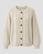 Cardigan Donna in Maglia a Trecce con Bottoni