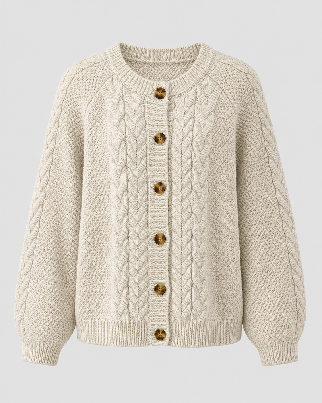 Cardigan Donna in Maglia a Trecce con Bottoni