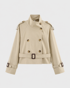 Trench Corto Donna Doppiopetto con Collo Alto