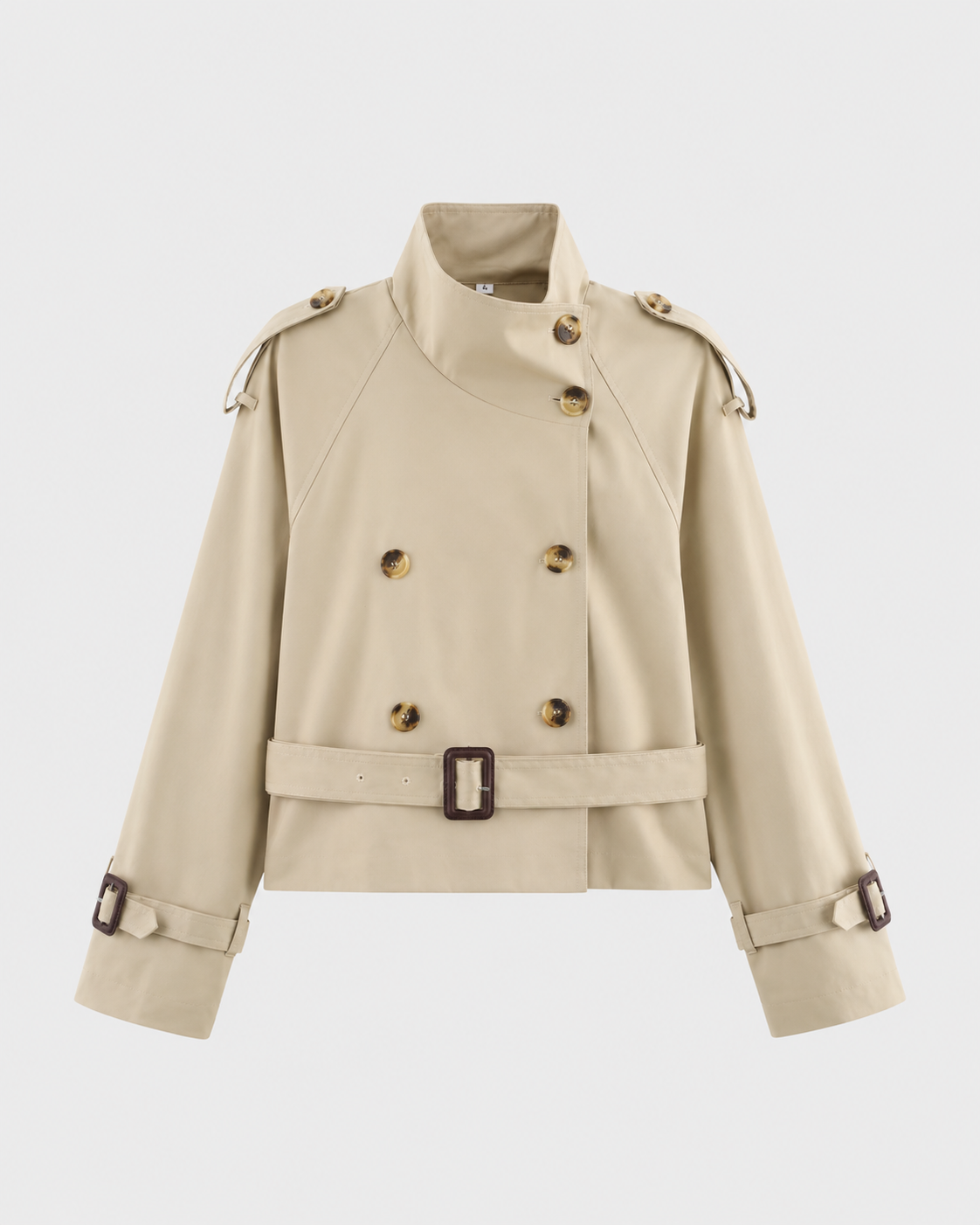 Trench Corto Donna Doppiopetto con Collo Alto