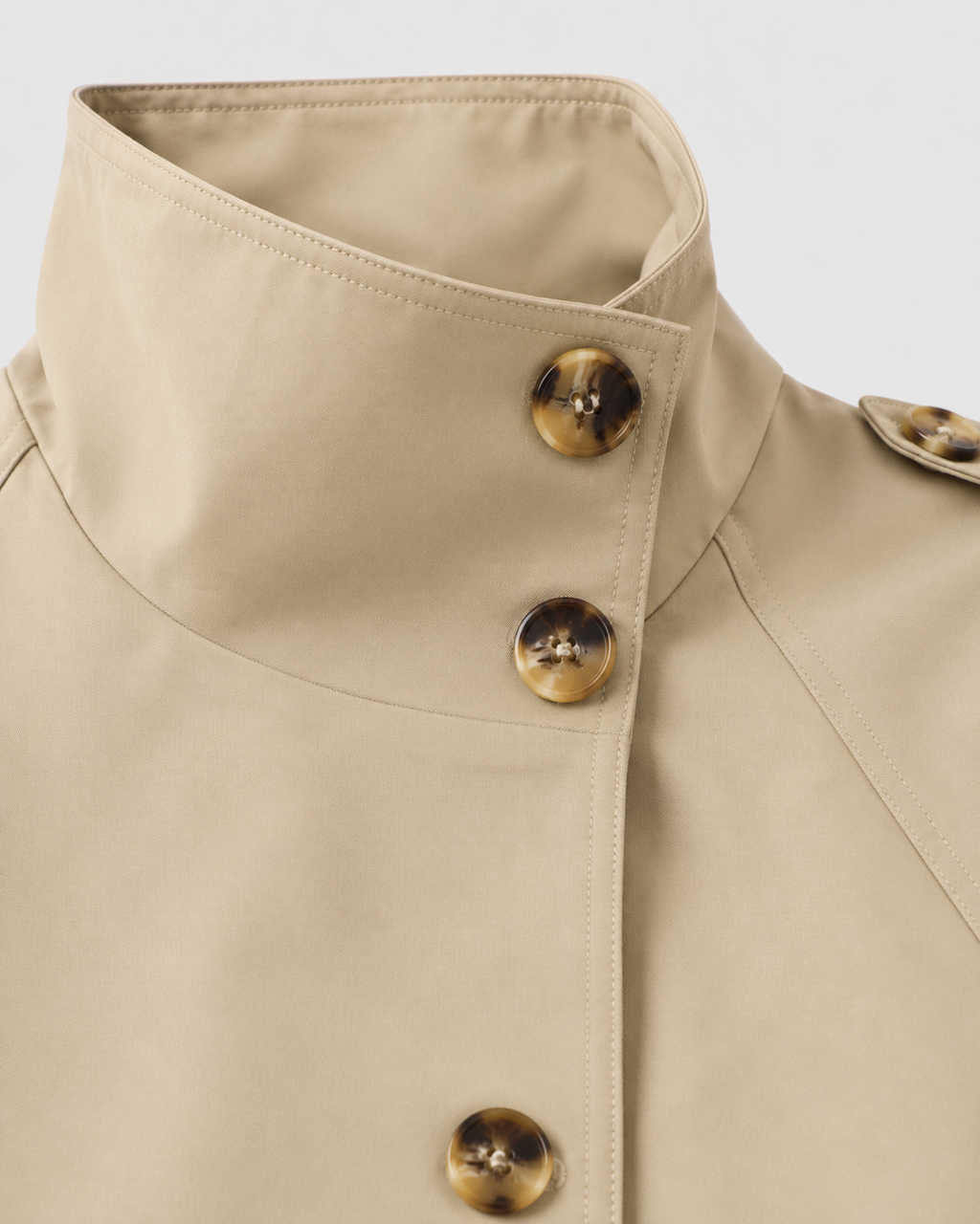 Trench Corto Donna Doppiopetto con Collo Alto