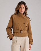 Trench Corto Donna Doppiopetto con Collo Alto