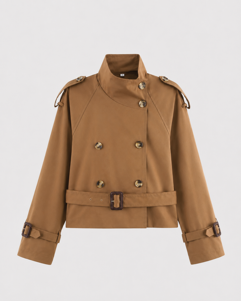 Trench Corto Donna Doppiopetto con Collo Alto