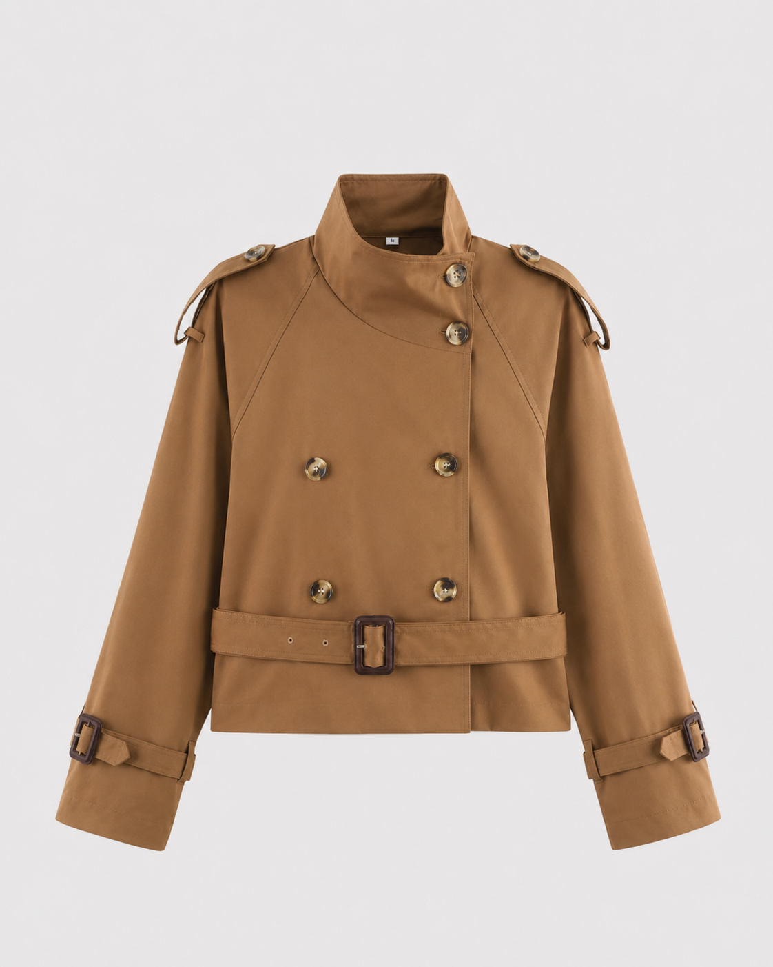 Trench Corto Donna Doppiopetto con Collo Alto