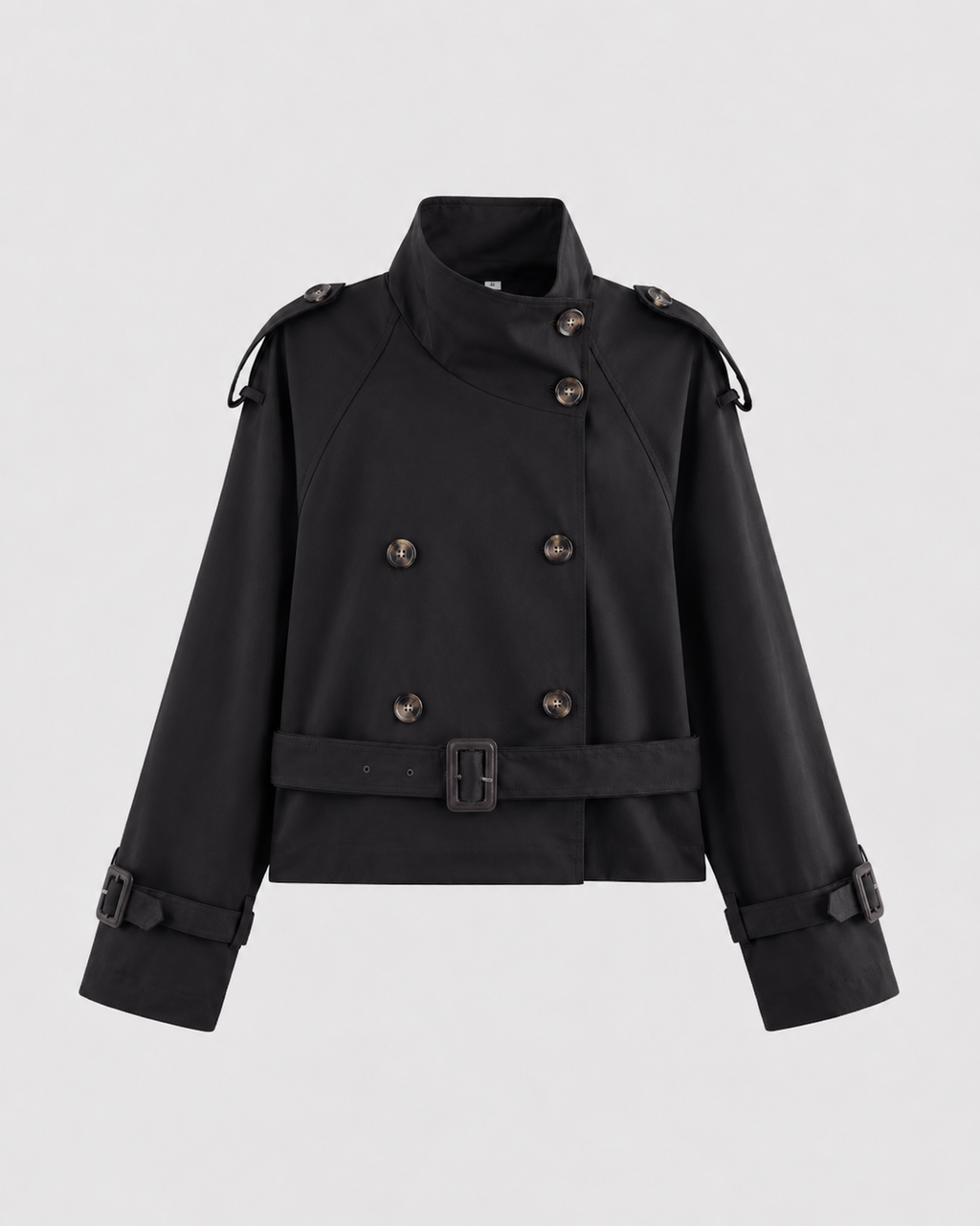 Trench Corto Donna Doppiopetto con Collo Alto