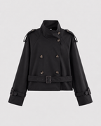 Trench Corto Donna Doppiopetto con Collo Alto