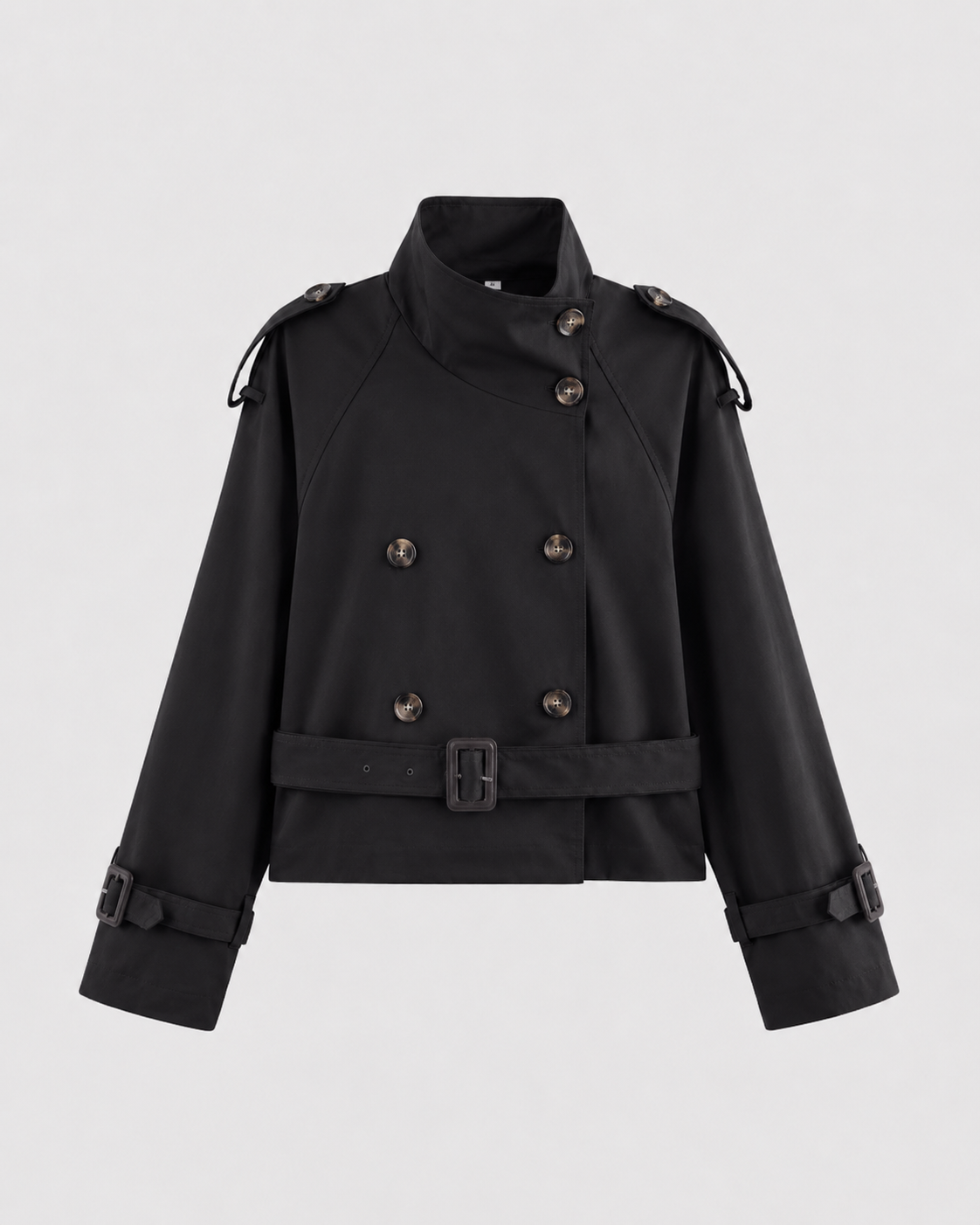 Trench Corto Donna Doppiopetto con Collo Alto