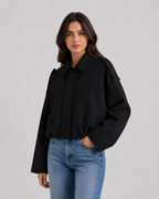 Giacca Corta Donna Effetto Camoscio con Zip