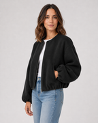 Bomber Corto Donna in Misto Lana