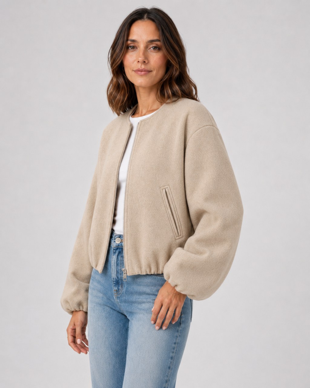 Bomber Corto Donna in Misto Lana