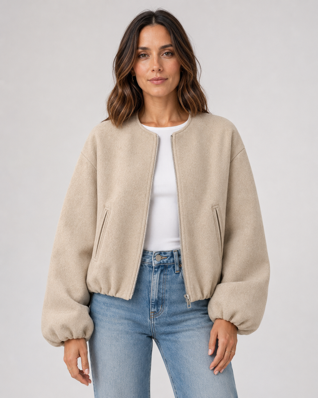 Bomber Corto Donna in Misto Lana
