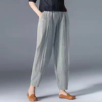 Pantalones de lino para mujer de pierna cónica