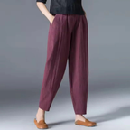 Pantalones de lino para mujer de pierna cónica