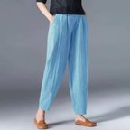 Pantalones de lino para mujer de pierna cónica