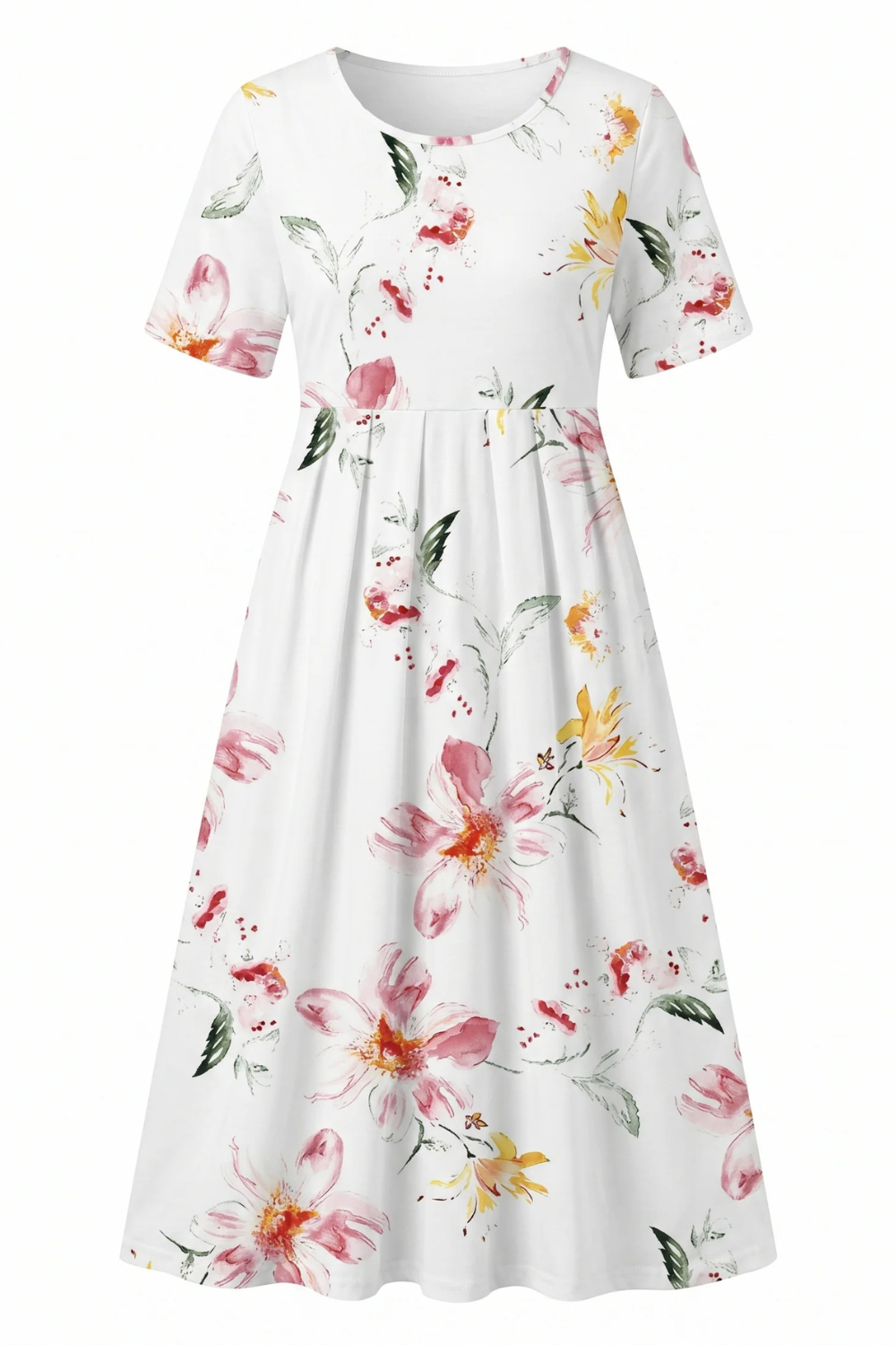 Vestido midi elegante de mujer con estampado floral