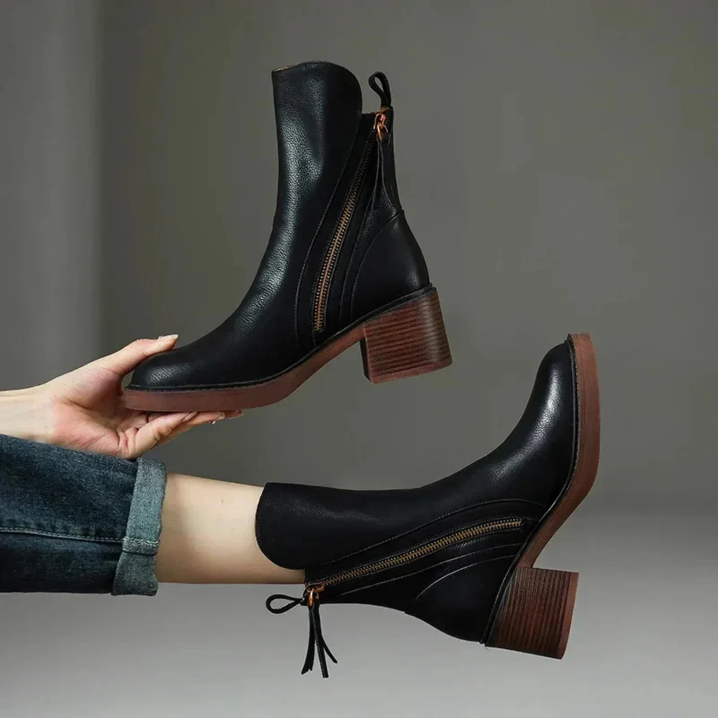 Botines de mujer efecto piel con cremallera lateral