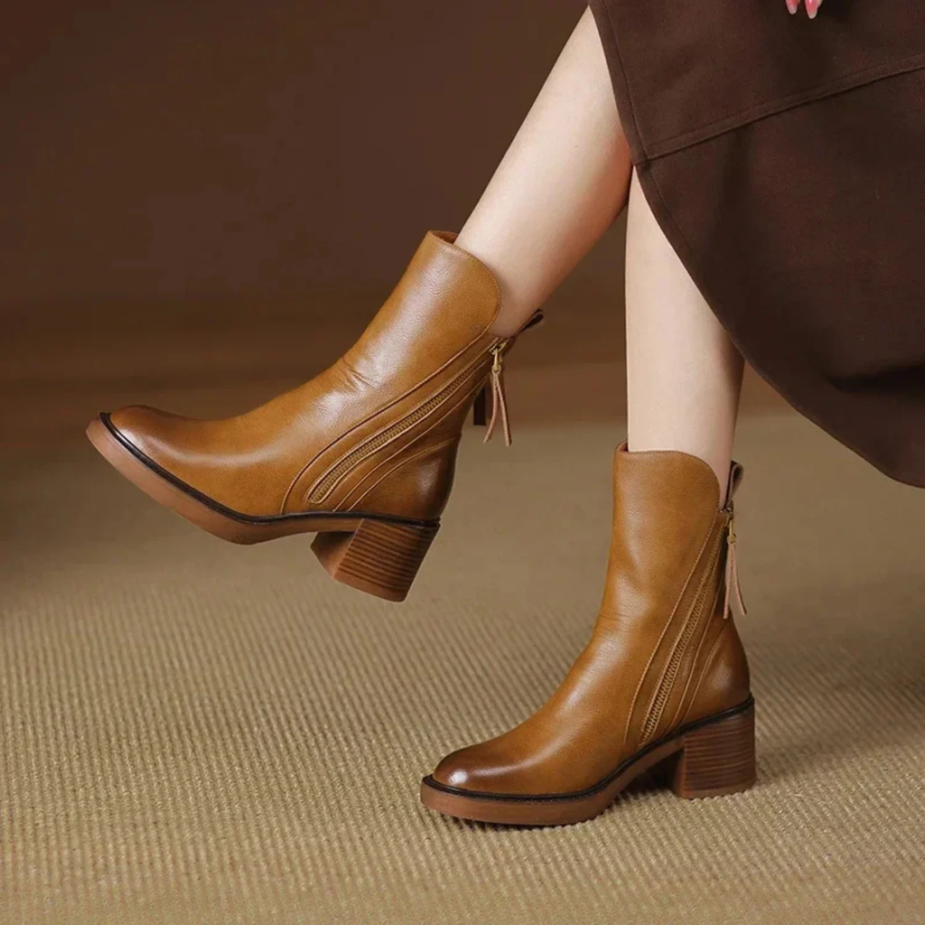 Botines de mujer efecto piel con cremallera lateral