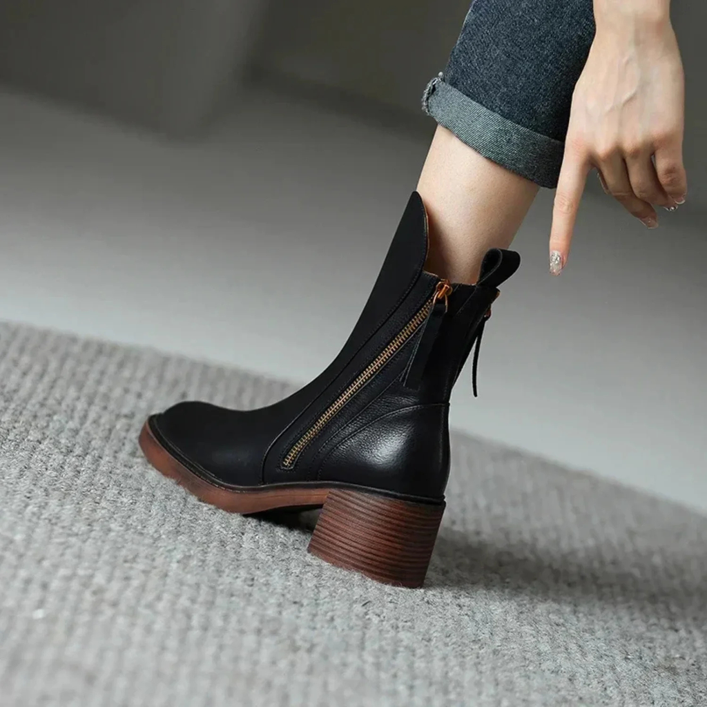 Botines de mujer efecto piel con cremallera lateral