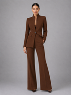 Ensemble pour femme avec blazer et pantalon à jambes larges