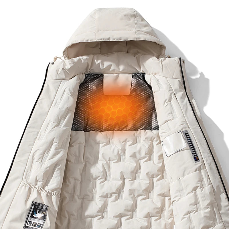 ANFINITE - Stilfuld Vatteret Vinterjakke til Kvinder – Vandtæt og Vindafvisende med Aftagelig Hætte til Kolde Dage