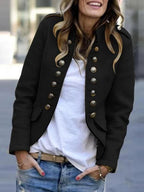 Giacca Corta Donna Stile Militare con Bottoni