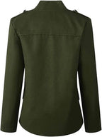 Giacca Corta Donna Stile Militare con Bottoni