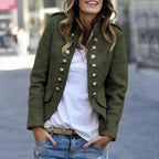Giacca Corta Donna Stile Militare con Bottoni