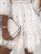 Vestido midi de mujer bohemio con escote en V