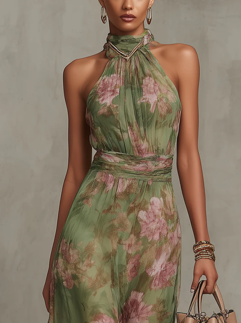 Abito Halterneck Silhouette Elegante Stile Estivo