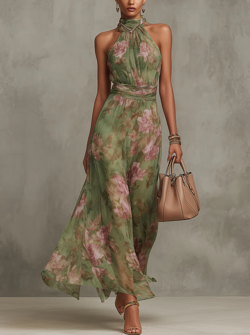 Halterneck Kjole Silhuet Elegant Sommerstil