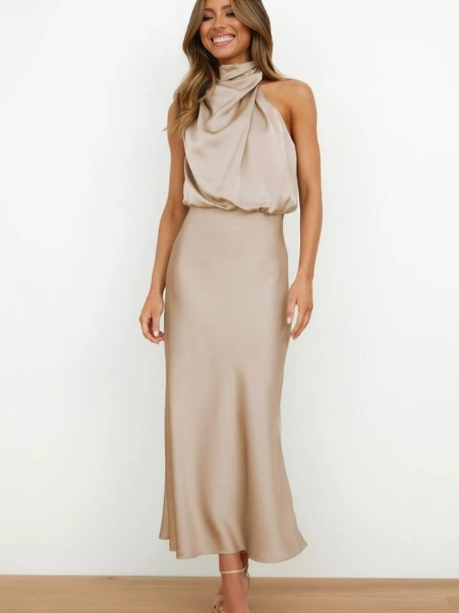 Abito da Sera Donna Elegante con Scollo Halter