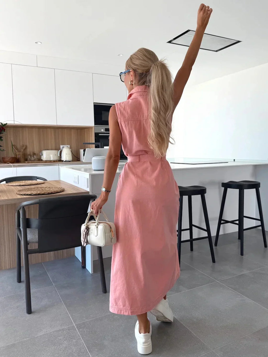 Denimkjole Ærmeløs Silhuet Moderne Stil