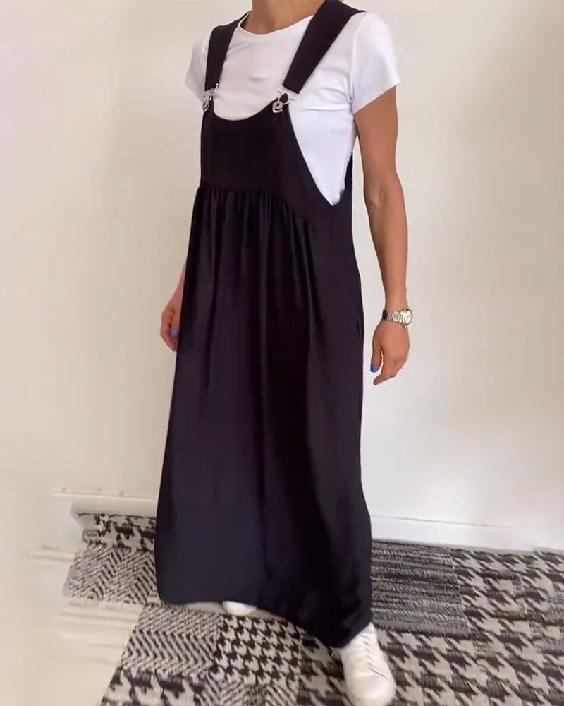 Abito Maxi Senza Maniche in 100% Cotone con Tasche