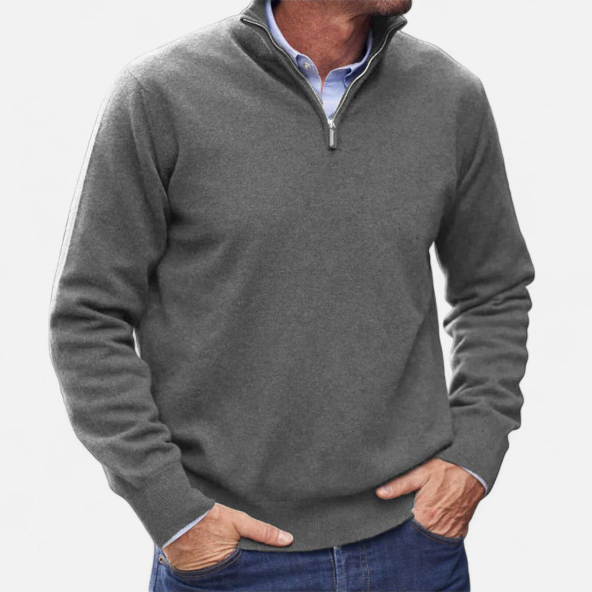 Pull élégant pour homme avec fermeture éclair - Confort et style raffiné