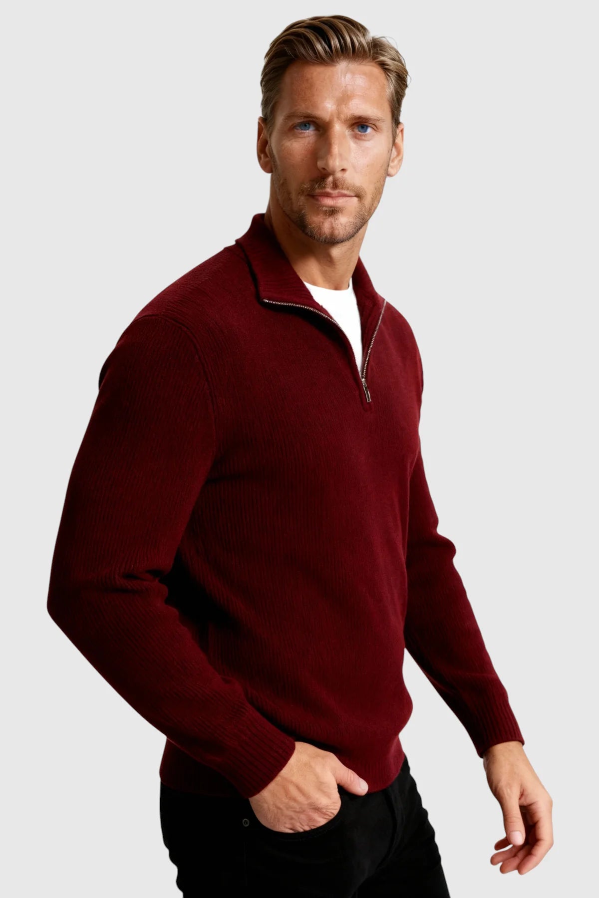 ANFINITE - Herre Half-Zip Striktrøje med Høj Krave