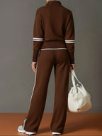 Completo Lounge Donna con Mezza Zip e Pantaloni a Gamba Larga – Morbido, Elasticizzato e Casual