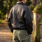 Giacca Uomo in Pelle con Zip e Colletto Strutturato