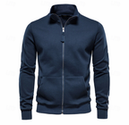 Sudadera de hombre con cremallera completa, cuello alto y bolsillos