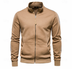 Sudadera de hombre con cremallera completa, cuello alto y bolsillos