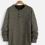 Pull homme en maille torsadée à boutons - col rond Henley élégant et décontracté
