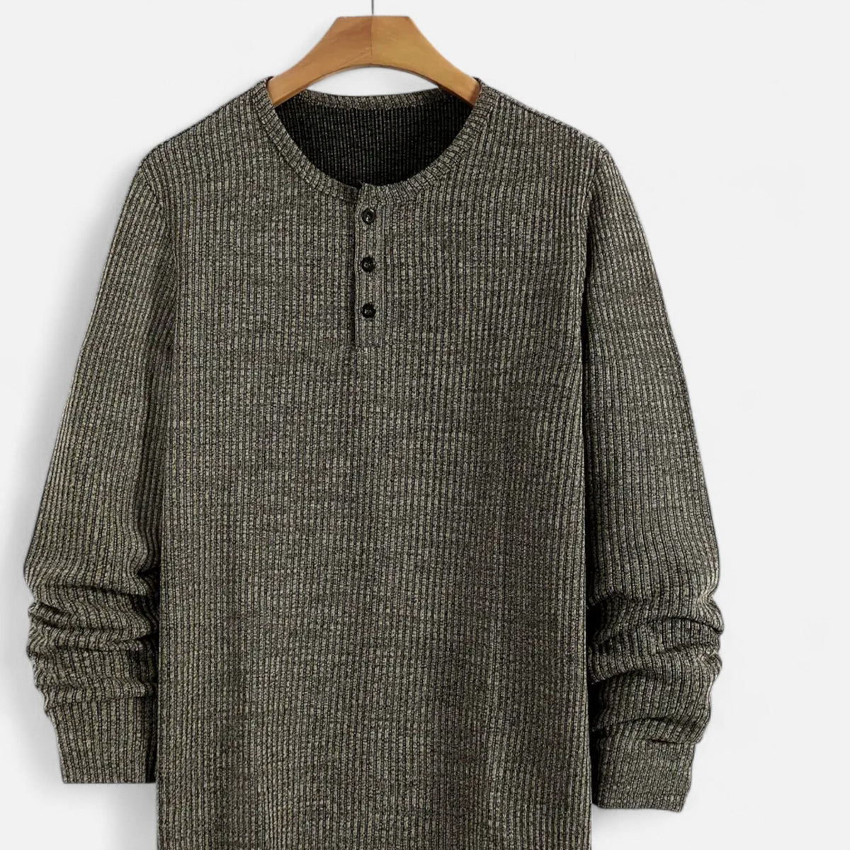 Pull homme en maille torsadée à boutons - col rond Henley élégant et décontracté