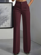 Pantalon femme habillé taille haute et jambe large